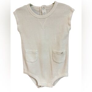Easy Peasy Cream Thermal Organic Cotton Sleeveless Onsie Diaper Snaps 18 M